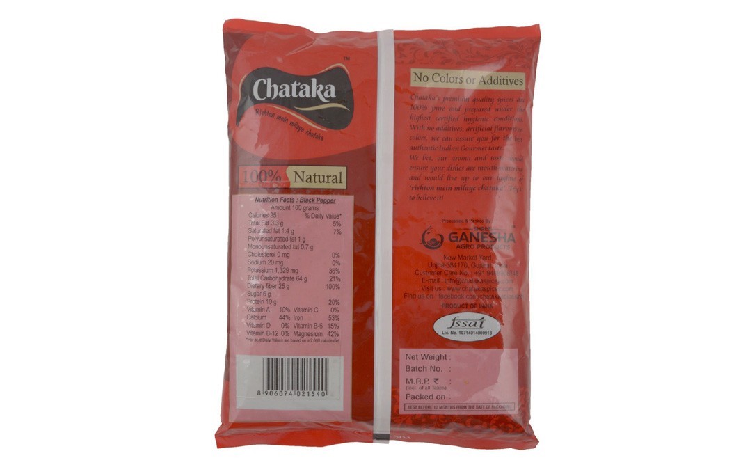 Chataka Black Pepper    Pack  250 grams